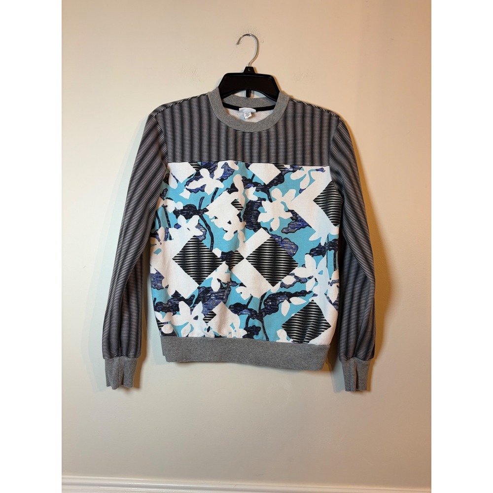 Peter Pilotto for Target Sweatshirt Womens XS Blue Floral Geometric Crew Neck